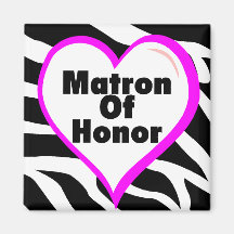 Matron Of Honor (Heart Zebra Print) Fridge Magnets