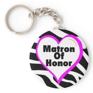 Matron Of Honor (Heart Zebra Print) keychain