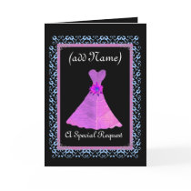 MATRON OF HONOR  Invitation PURPLE Gown Lace Trim Greeting Cards