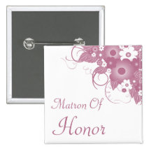 Matron Of Honor Mauve Bouquet Button