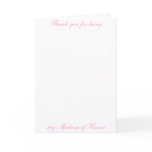 Matron of Honor Thank you Card