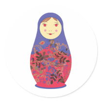 Matryoshka Doll 2 ~ Russian / Babushka Nesting Round Sticker