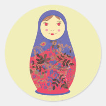 Matryoshka Doll 2 ~ Russian / Babushka Nesting Round Sticker