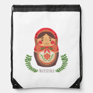 Matryoshka Doll Drawstring Bag Matryoshka Doll Illustration Printed on Merchandise Illustration by Haidi Shabrina