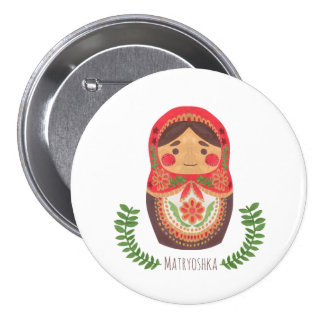 Matryoshka Doll Buttons Matryoshka Doll Illustration Printed on Merchandise Illustration by Haidi Shabrina