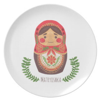 Matryoshka Doll Party Plate Matryoshka Doll Illustration Printed on Merchandise Illustration by Haidi Shabrina