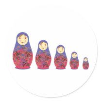 Matryoshka Doll ~ Russian Nesting / Babushka Round Stickers