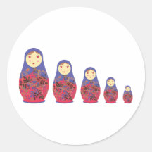 Matryoshka Doll ~ Russian Nesting / Babushka Round Stickers