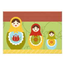 Matryoshka Dolls Customized Birthday Invitation