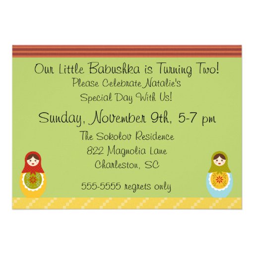 Matryoshka Dolls Customized Birthday Invitation