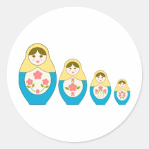 Matryoshka Russian Nesting Dolls Round Sticker