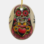 matryoshka sugar skull ornament