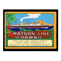 Matson Lines Poster Stamp circa 1915 Post Card