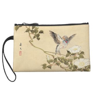 Matsumoto Keibun Bird and Flower Album Zebra Finch Wristlet Purses