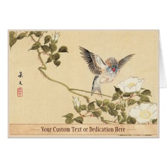 Matsumoto Keibun Bird and Flower Album Zebra Finch Greeting Cards