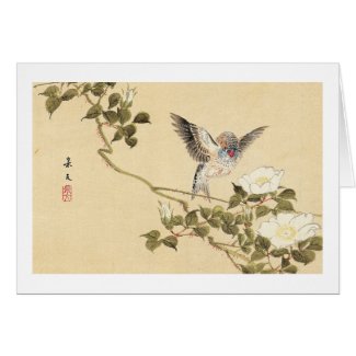 Matsumoto Keibun Bird and Flower Album Zebra Finch Greeting Card