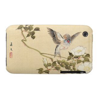 Matsumoto Keibun Bird and Flower Album Zebra Finch Case-Mate iPhone 3 Cases
