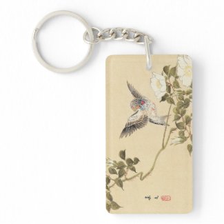 Matsumoto Keibun Bird and Flower Album Zebra Finch Rectangular Acrylic Keychain