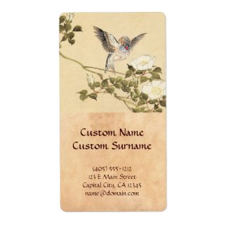 Matsumoto Keibun Bird and Flower Album Zebra Finch Personalized Shipping Labels