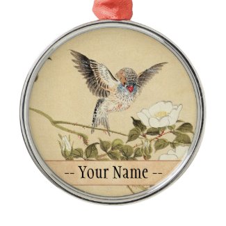 Matsumoto Keibun Bird and Flower Album Zebra Finch Christmas Tree Ornament