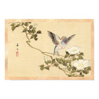 Matsumoto Keibun Bird and Flower Album Zebra Finch Poster