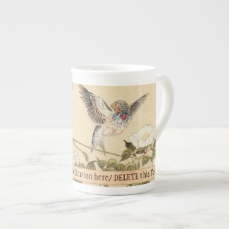 Matsumoto Keibun Bird and Flower Album Zebra Finch Bone China Mug