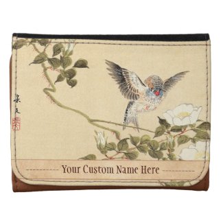 Matsumoto Keibun Bird and Flower Album Zebra Finch Leather Wallets