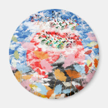 Matsuyama castle and flower and invitation cat fridge magnet