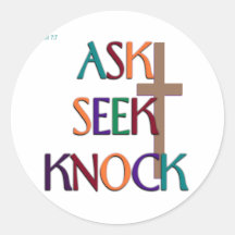 Matt 7:7 customizable christian gift round sticker