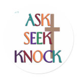 Matt 7:7 customizable christian gift round sticker