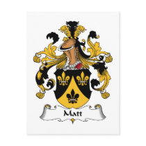Matt Family Crest postcards by coatsofarms Matt Family Crest postcards