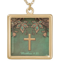 necklace, faith, hope, love, gold, psalm, bible, jesus, cancer, healing, Halskæde med brugerdefineret grafisk design