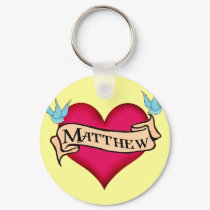 Matthew - Custom Heart Tattoo Gifts keychains by customtattoogifts Matthew - Custom Heart Tattoo Gifts keychains
