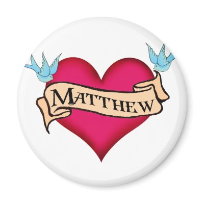 heart tattoos with names for men. Matthew - Custom Heart Tattoo