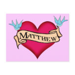 Matthew - Custom Heart Tattoo Gifts Post Card