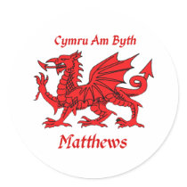Matthews Welsh Dragon stickers by NameGame Matthews Welsh Dragon stickers