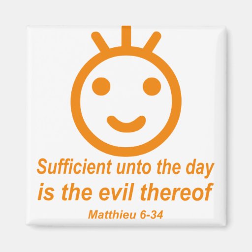 Matthieu 6-34 smilley Orange Fridge Magnet