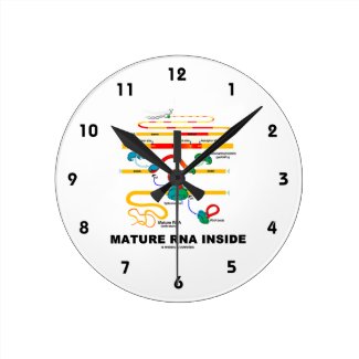 Mature RNA Inside Biology Humor Round Wallclocks