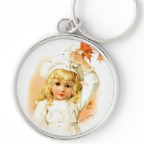 Maud Humphrey: Autumn Girl with Maple Leafs Key Chain