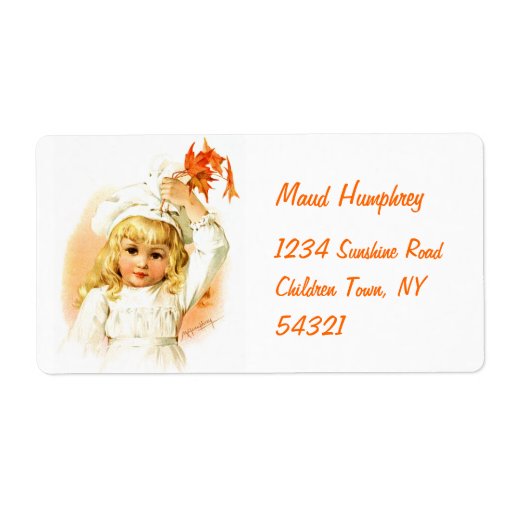 Maud Humphrey: Autumn Girl with Maple Leafs Shipping Labels
