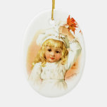 Maud Humphrey: Autumn Girl with Maple Leafs Christmas Ornament
