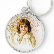 Maud Humphrey: Winter Girl under Mistletoe Keychain