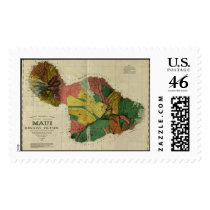 Maui, 1885, Vintage Hawaii Map postage by ZephyrusBooks Maui, 1885, Vintage Hawaii Map postage