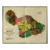 Maui, 1885, Vintage Hawaii Map posters