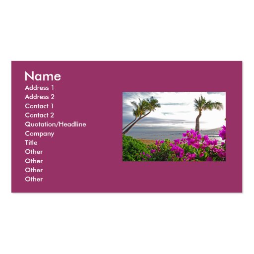 Maui Beach Business Cards (front side)