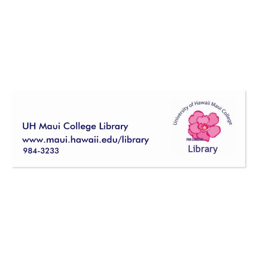 Maui College Library Business Card Templates (front side)