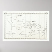 Maui, Lanai, Molokai, Kahoolawe Vintage Map 1890 Poster at  Zazzle
