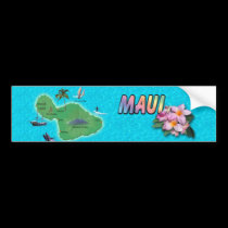 Maui Map bumper stickers