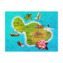 Maui Map postcards by aura2000 Maui Map postcards