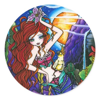 Maui Princess Mermaid by Hannah Disney Round Stickers by hannahdisney